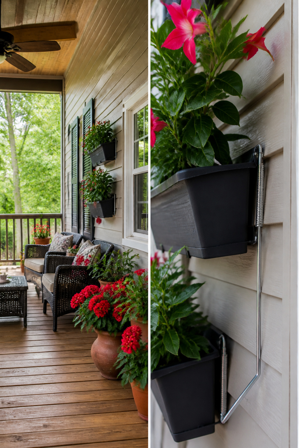 13 Large Back Porch Ideas That Use What You Already Have 14 Hanging plant arrangements on a covered porch.