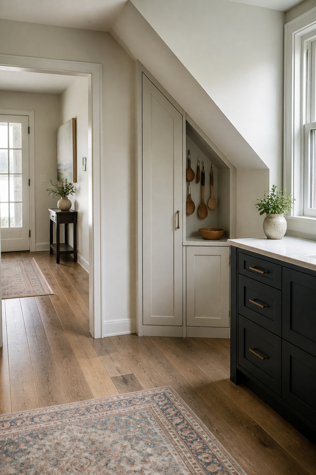 10 Small Kitchen Cabinet Ideas That Maximize Every Inch (2026) 14 Custom cabinets fitted into a sloped ceiling in a kitchen.