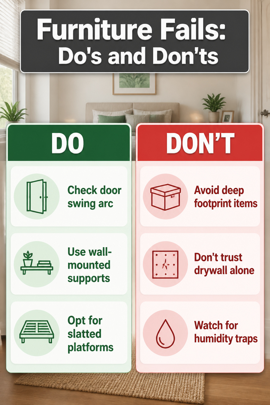An image illustrating common furniture mistakes in small spaces.